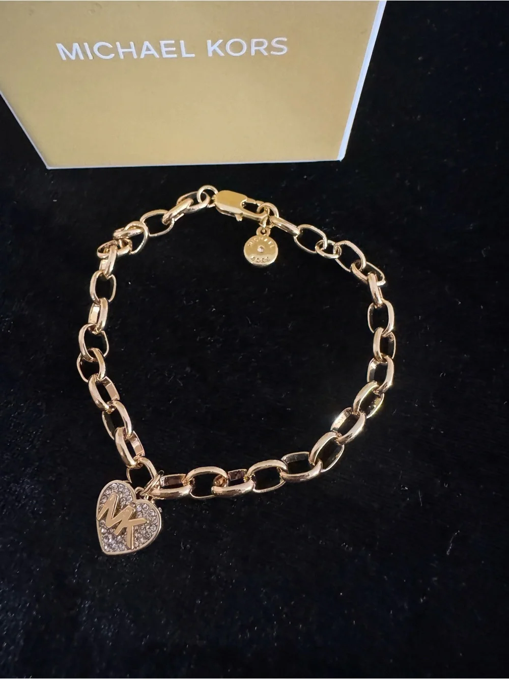 Michael Kors Gold Heart Link Bracelet with MK Charm